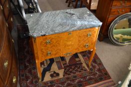 Reproduction continental marble topped two drawer chest, 80cm wide