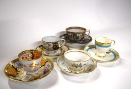 Group of English ceramic tea wares including a New Hall type cup and saucer, a Cantonese porcelain