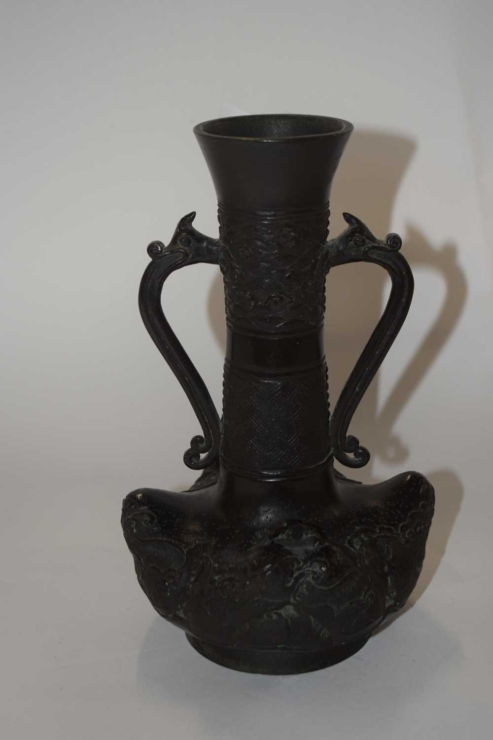Japanese bronze vase - Image 2 of 9