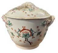 Late 18th Century/early 19th Century pearl ware sucrier and cover with floral design, probably