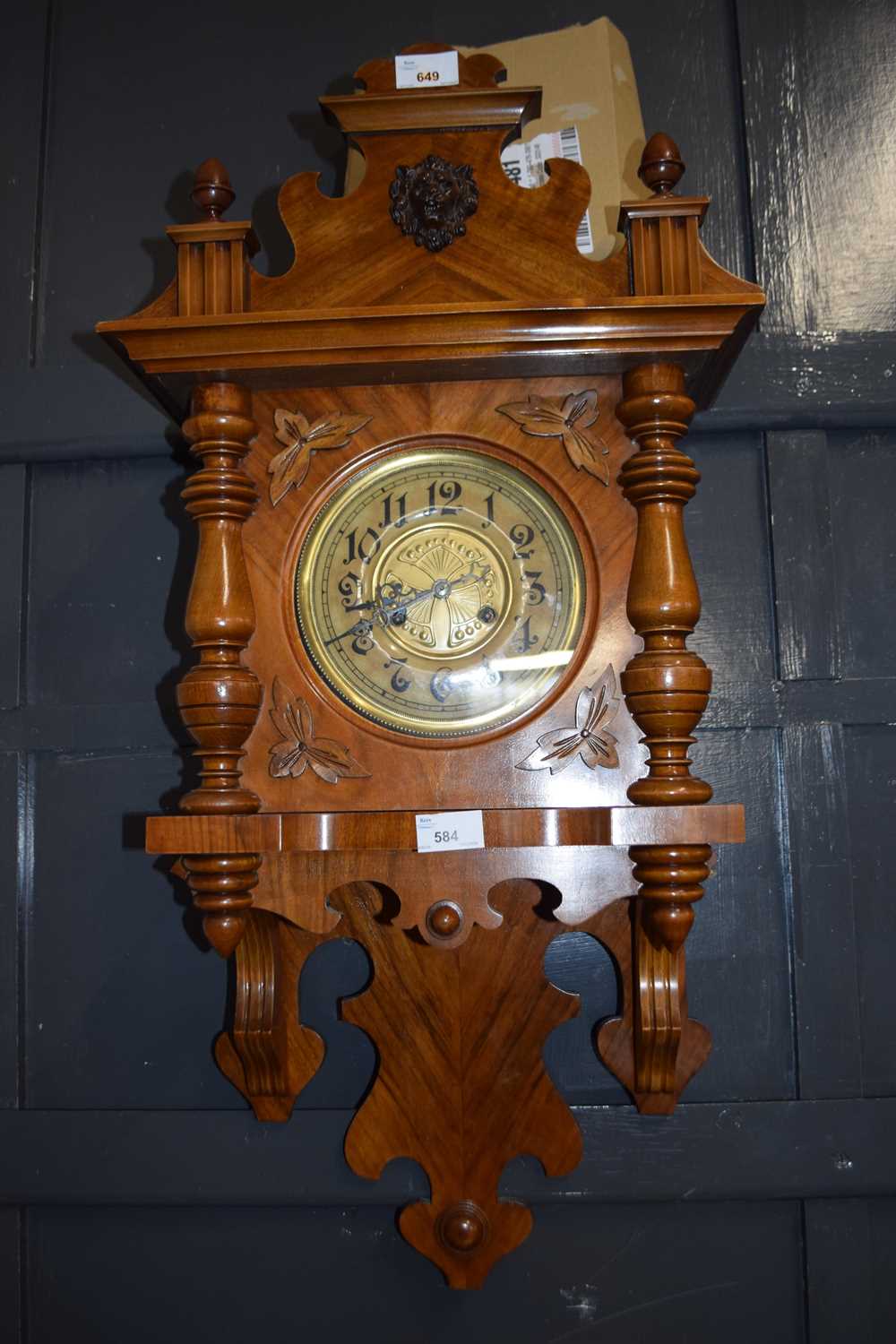 Late 19th or early 20th Century continental walnut cased wall clock set in an architectural case - Image 2 of 2