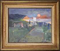 Attributed to Derek Inwood (British, 20th century), A coastal scene, oil on board, unsigned,