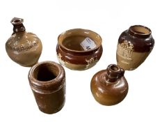 A group of Royal Doulton miniature harvest wares including mustard pot, small vase and flagon and