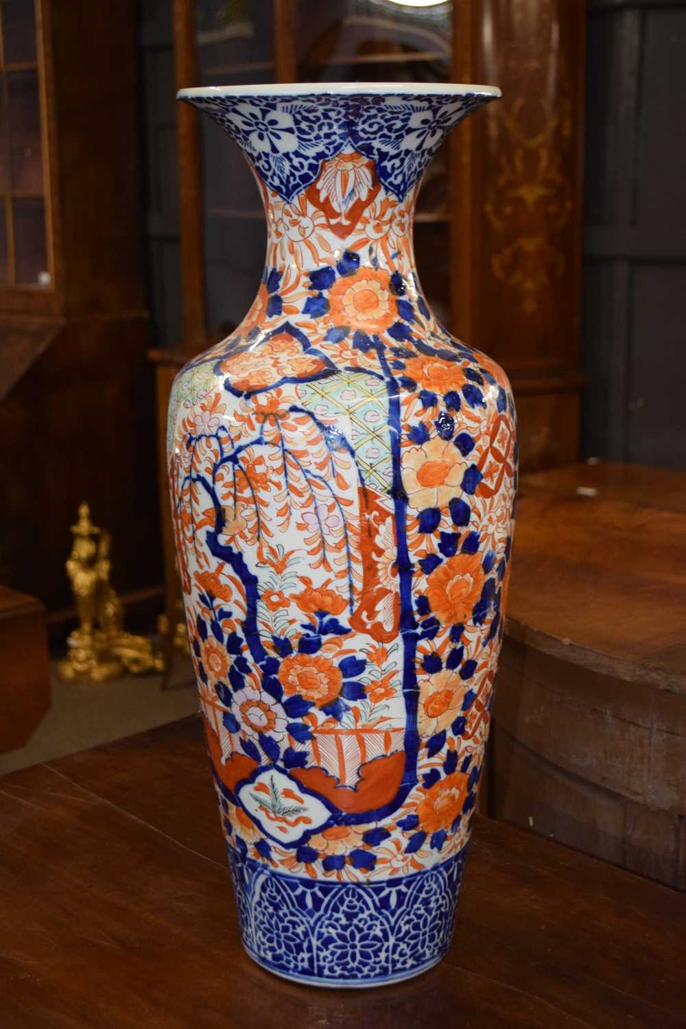 A large Japanese porcelain vase, late 19th or early 20th Century with a typical Imari design, 62cm