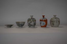 Quantity of 19th Century Chinese porcelain wares including two small jars and cover with