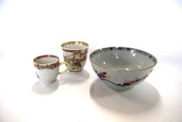 An 18th Century Chinese Imari bowl together with an 18th Century Chinese cup and a beaker with