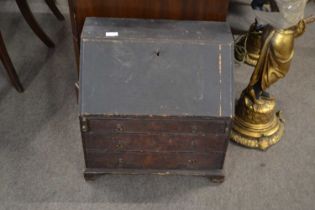 Apprentice piece or model of an 18th Century stained pine bureau with full front opening to a fitted