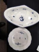 A Caughley plate with chantilly sprig decoration together with a Caughley shaped bowl
