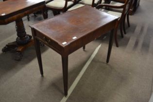 Mahogany silver table, the rectangular top with a raised moulded edge over a single drawer with