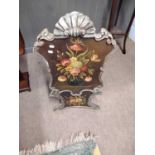 A floral painted Georgian style fire screen, 83cm high