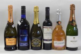 Mixed wines and fortified wines, to include a bottle of Bouvet Samur Brut, three other sparklin