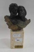 Lafuente - A bronze effect sculpture of an couple set on a plinth base - 24 cm high