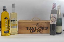 A Magnum of 1974 Taylors LB vintage Port (in original wooden case), Les Pionniers Champagne,