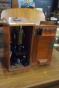 J Swift & Son, London, brass monocular microscope in hardwood case