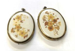 Victorian School, Dried pressed flowers in oval, 6x8cm, gilt framed (2)