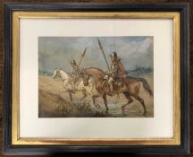 George Cattermole (British,1880-1868), Soldiers on horseback, watercolour and gouache, signed,