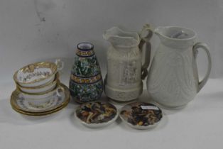 Group of English ceramics including a Ridgeways jug, further Copeland jug, group of three 19th