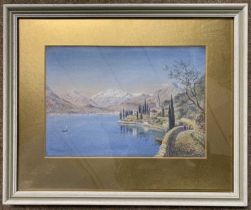 Claude Henry Rowbotham (1864-1969), Lake Como, watercolour, signed lower left, 18x26cm, framed and