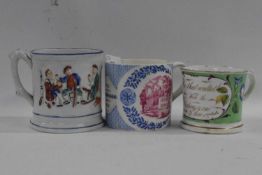Mixed Lot: A Staffordshire frog mug together with a further Wedgwood Bicentenary mug and a further