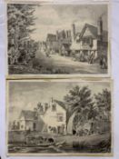 British School, circa 19th/ early 20th century, A pair of rural scenes, grisaille watercolour on