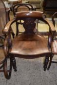 Late 19th Century mahogany desk chair of bow back form