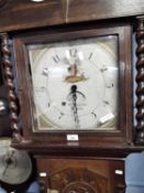 John Hargrave, Sleaford, a Georgian oak cased long case clock with painted face, thirty hour