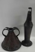 Bretby ware, an abstract double handled vase plus a further novelty narrow jug, largest piece 40cm