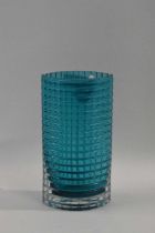 Whitefriars type vase in a turquoise colour, 20cm high