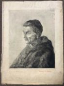 Elisabeth De Groux (Belgian,1894-1949), 'Louis Le Cardonnel', etching on paper, signed, 40x50cm (