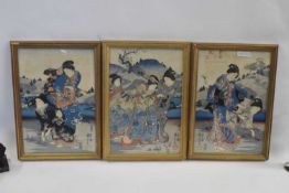 3 Meiji Period Woodblock Prints After Kuniyoshi