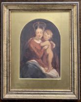 French School, circa 19th century, mother and child, pencil and watercolour, unsigned, 13x18cm,