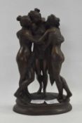 A bronze figure group the three graces - unsigned - 30 cm high