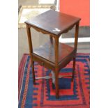 Georgian mahogany former wash stand with square top, single drawer and an X formed base, 37cm wide