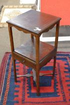 Georgian mahogany former wash stand with square top, single drawer and an X formed base, 37cm wide