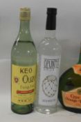 Keo Ouzo Extra Fine, Keo Five Kings Cyprus Brandy, Cype d'Or Orange Liqueur, Opuntia Spirit (