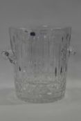A large heavy Polish crystal ice bucket or champagne bucket with an engraved design, 25cm high