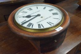 Grant & Son, North Shields fusee movement wall clock in a circular case, total diameter 39cm The