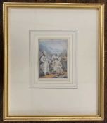 Edward Francis Burney (1760-1848), "Turks disagreeing", ink and watercolour, 8x10cm, framed and