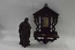 Mixed Lot: A small 19th Century carved figure of a Saint together with a Black Forest type small