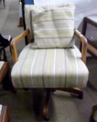 Retro mid-century Hillcrest revolving desk chair with striped upholstery