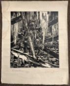 Elisabeth De Groux (Belgian,1894-1949), 'Expectations 1917', woodcut, 41x50cm (sheet dimension),
