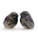 Two small Sampson Mordan & Co silver 'chick' pin cushions in the form of a chick emerging from an