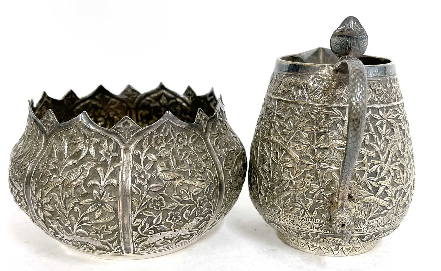 Antique Indian silver tea set 'Lucknow Circa 1900' with elephant and cobra design, comprising - Image 6 of 23