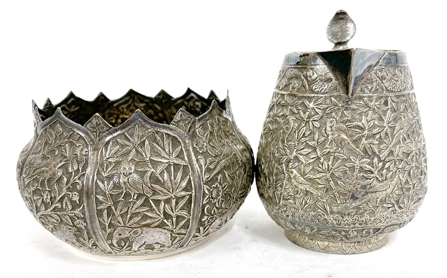 Antique Indian silver tea set 'Lucknow Circa 1900' with elephant and cobra design, comprising - Image 8 of 23