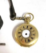 18ct gold ladies pocket watch, hallmarked in the case back 18, the pocket watch is not complete