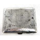 Hallmarked silver cigarette case of curved plain form having push clasp and thumb piece opening to a