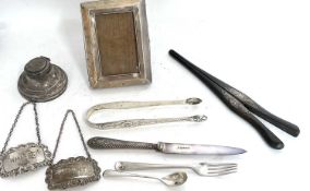 Mixed lot to include a small rectangular shaped silver photograph frame hallmarked Birmingham