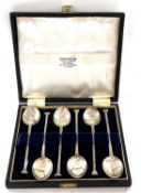 Cased set of six George VI silver seal top teaspoons, Sheffield 1926, makers mark for W & G