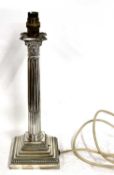 Walker & Hall silver plated Corinthian column table lamp, 32cm tall