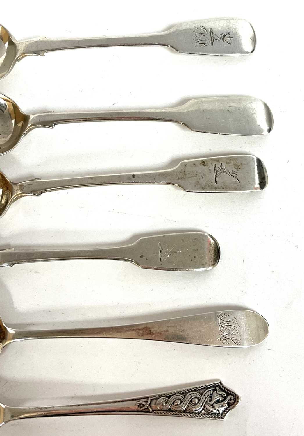 Group of six Dublin teaspoons, four Victorian, one Georgian and one later example, various dates and - Image 3 of 5